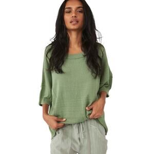 Free People Green Work From Home Sweater Tee Size XS
